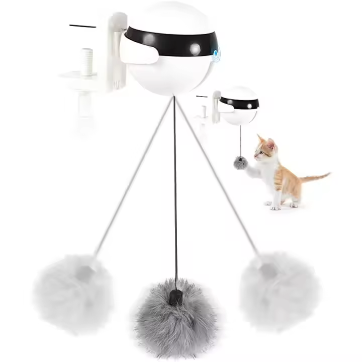 Juguete interactivo automático de la bola del pelo del gato, juguete eléctrico del gato del Yoyo de la felpa con el pelo del conejo - 1