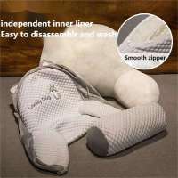 Almohada de lectura para niños o adultos, almohada de espalda grande para sentarse en la cama, rollo de cuello desmontable con brazos, almohada grande para descansar en la cama, ver la - details 2