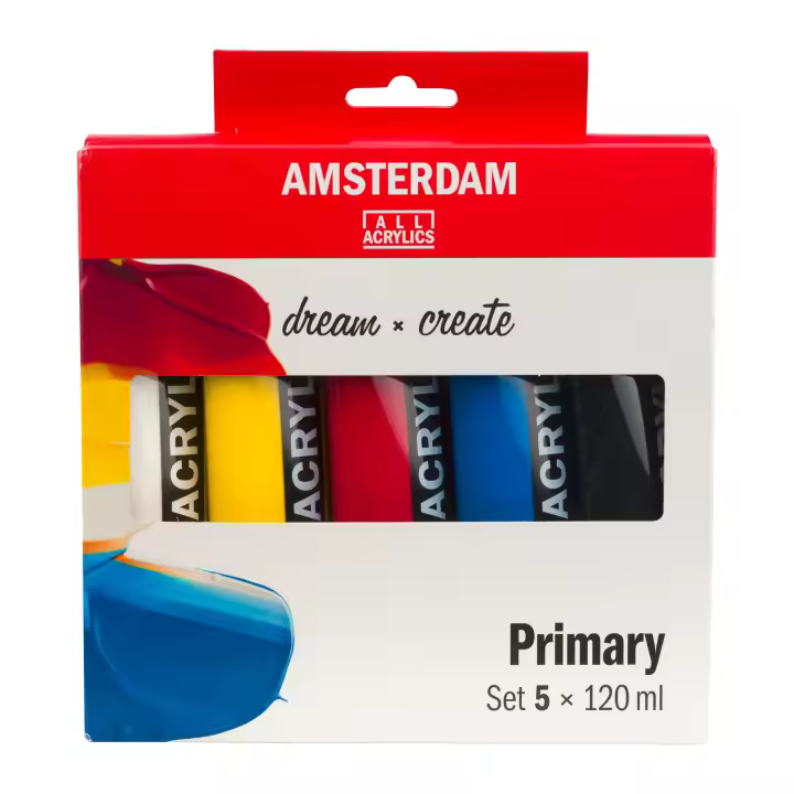 Amsterdam Standard Series set de acrílicos primarios | 5 x 120 m ROYAL TALENS set acrilicos 120 ml 5 colores primarios - 1
