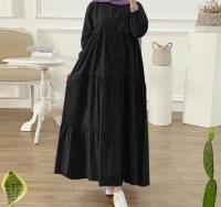 Vestido Largo De Mujer Estilo Vintage Con Volantes Y Cuello O Regular Manga Larga Abaya Musulmana Kaftan Fashion Casual - details 3