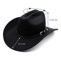 Sombrero De Vaquero Vintage Para Hombres Y Mujeres Con Borde Ancho De Cuero Estilo Jazz Cowgirl Adecuado Para Iglesia Y Casual - details 0