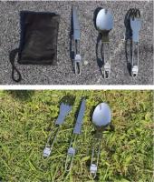 Juego De Utensilios De Acero Inoxidable Para Camping Con Cuchillo Cuchara Y Tenedor Plegables Y Bolsa De Almacenamiento Portátil Para Exteriores - details 6