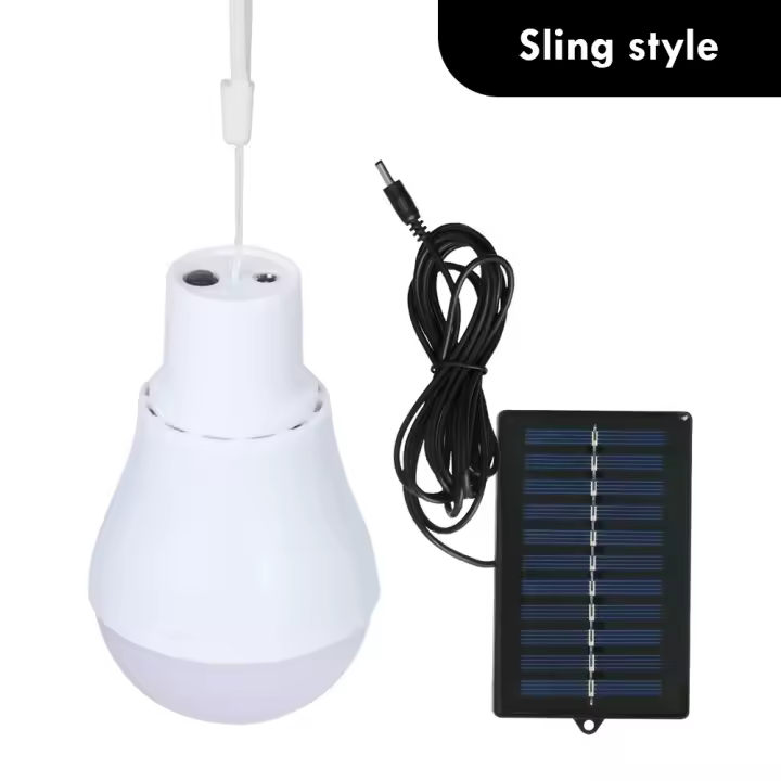 Lámpara Solar Portátil Bombilla LED Recargable para Campamento Pesca Nocturna Panel Solar de Energía Renovable Luz Blanca 1.5W - 1