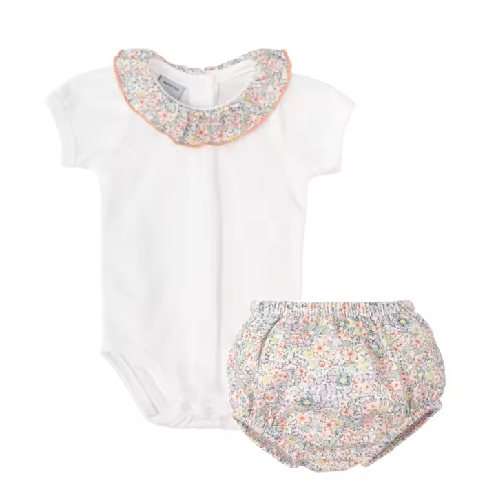 Conjunto de body y cubrepañal babidu florecitas aura - 1