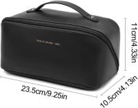 Bolsa de Maquillaje, Bolsa de Cosméticos Impermeable Bolso de Viaje PU Cosméticos Bolsa de Cosméticos de Viaje de Gran Capacidad con Divisor Bolsa Portátil para Viajes Negro - details 2