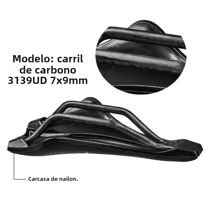 Sillín De Bicicleta MTB/Road UD Carbono 245x139mm Asiento Ciclismo Holes Chassis De Nylon Nariz Corta Herramientas No Incluidas - 1