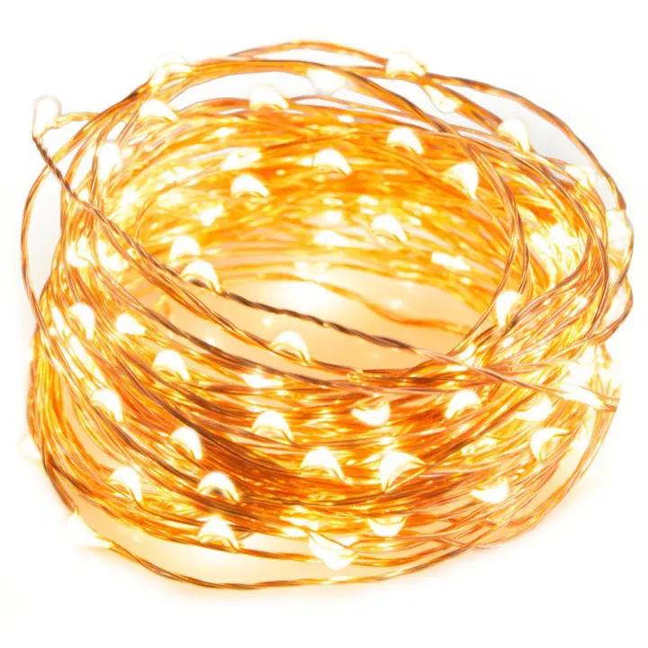 Cadena De Luces De 5M Con 50 LED En Color Blanco Cálido Para Decoración Con Cable De Cobre Autocontenido No Impermeable - 1