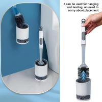 Juego De Cepillo De Inodoro Para El Hogar Con Soporte Montado En La Pared Silicone Recargable Para Limpieza De Esquinas Herramientas De Baño - details 11
