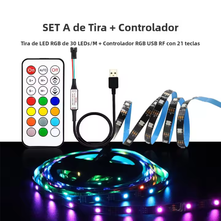 Tira De LED RGB WS2812B 5050 DC 5V Impermeable Con IC Chip Addressable 144LEDs Pantalla Digital Flexible Multicolor Para Decoración De Hogar - 1