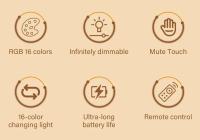 Lámpara Nocturna LED Recargable Con Control Remoto Y Interruptor Táctil Para Lectura En La Habitación Blanco RGB Ajustable Portátil - details 1
