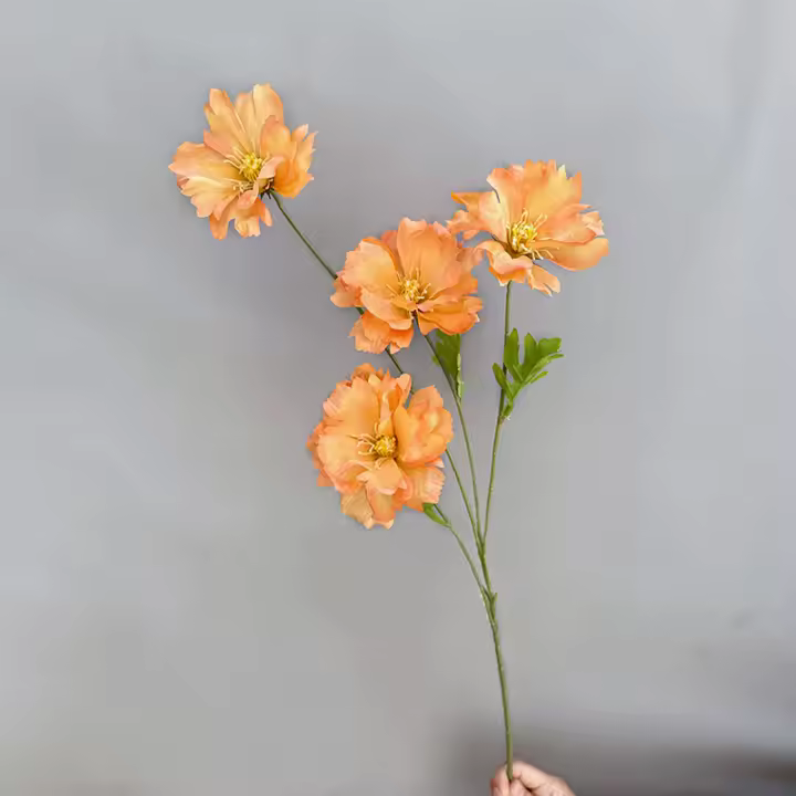 4 Cabezas De Flores Artificiales Largos Pétalos Silken Bouquet Plantas Para Bodas Fiestas Sala De Estar Decoración De Mesa Regalo - 1
