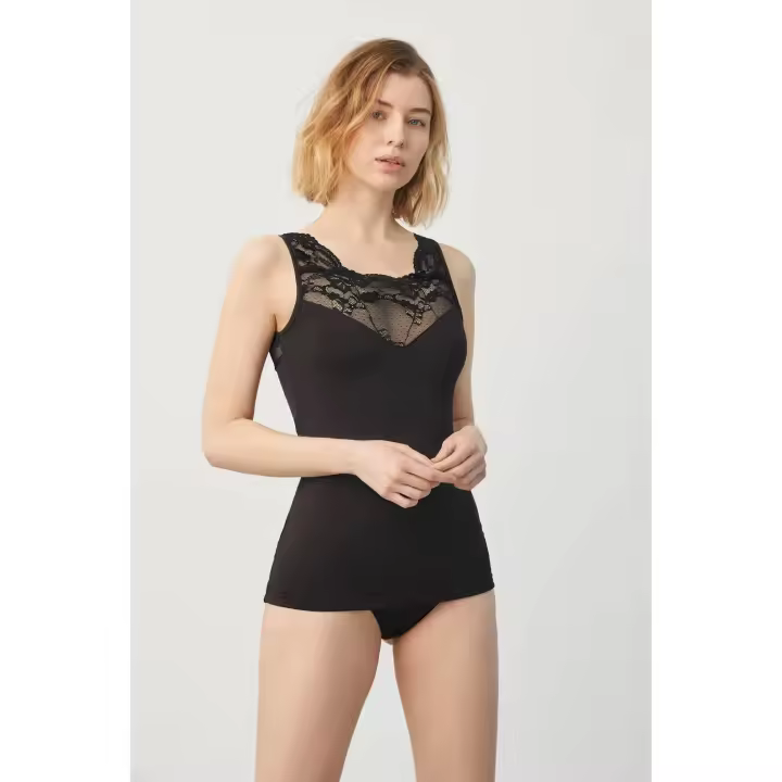 Ysabel Mora - Camiseta térmica encaje sin mangas negro - 1