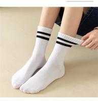 FINETOO Calcetines Unisex Estilo Harajuku Con 3 Rayas En Colores Sólidos Algodón Casuales Para Parejas Skateboard Negro Blanco - details 6