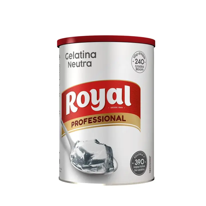 ROYAL Gelatina neutra formato hosteleria, 240 bloom, Tarro 650gramos, equivalente a 390 hojas. - 1