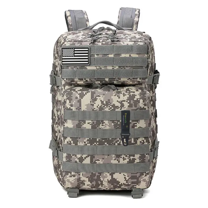 Prowalk Mochila de viaje 45 litros táctica color camo ACU digital UCP militar de asalto, para senderismo, montaña y acampada, con sistema molle para ajustar como maleta de  cabina en vuelos, para hombres y mujeres ideal para camping , rutas , caza y pesca - 1