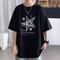 Camiseta Oversized Para Hombres Y Mujeres Estampado De Estrellas Edición Limitada Verano Cómoda Transpirable Cuello Redondo Talla M-8XL - details 1