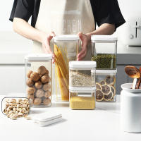 Juego De Botellas De Almacenamiento De Plástico Transparente Para Cocina Ajuste Táctil Para Cereales Frijoles Y Snacks - details 3
