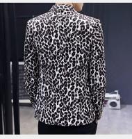 Chaleco De Moda Para Hombre Estampado De Leopardo Estilo Británico Casual Slim Para Bodas Y Trabajo Cierre Único Largo Completo - details 8