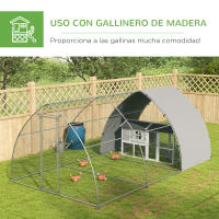 PawHut Gallinero para Exterior Gallinero para Gallinas de Acero Galvanizado Cubierta de Tela Oxford Resistente a los Rayos UV e Impermeable para Patio Plata - details 1