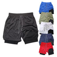 Shorts De Fitness Para Hombre Doble Capa 2 En 1 Deporte Entrenamiento En El Gimnasio Quick Dry Running Verano Talla Verdadera - details 1