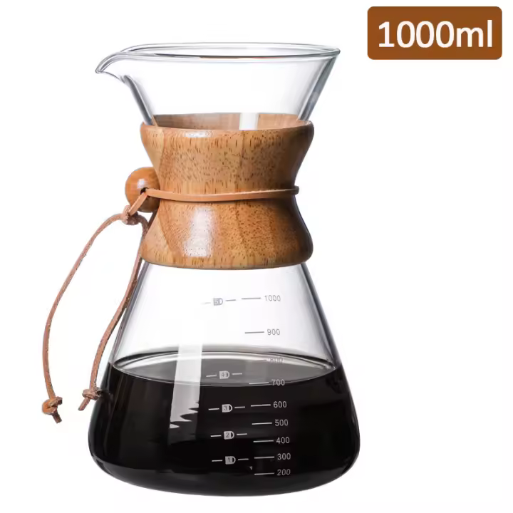 Hervidor De Café Con Filtro De Acero Inoxidable Y Vidrio De Borosilicato Alto Calidad Para Preparación Manual De Café Potencia 400ml - 1