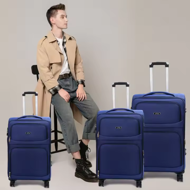S7 STAR Conjunto Maleta Blanda 3pcs de Viaje, Cabina Equipaje Tela de Color Sólido Mango Ajustable, Set Equipaje 3 Piezas con 4 Ruedas Giratorias 360, Maleta Ligera Gran Capacidad 20+24+28in - 1