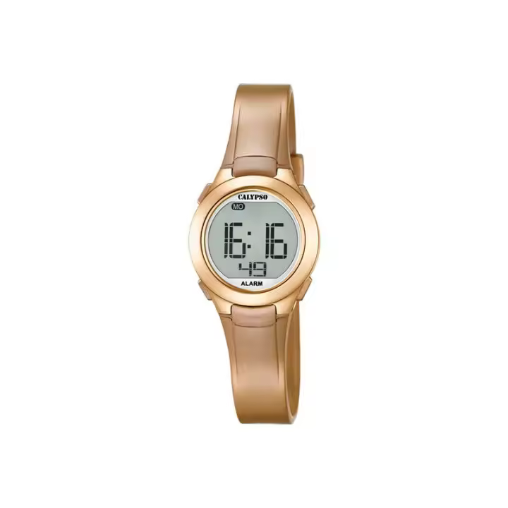 Reloj Digital Calypso Mujer K5677/3 Dorado con Correa de Goma Gris - 1