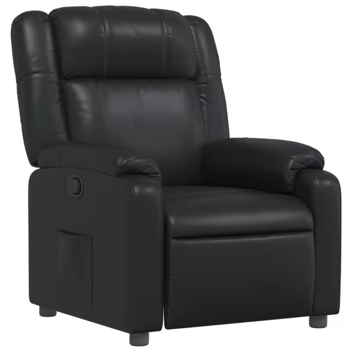 vidaXL Sillón reclinable de cuero sintético Negro, Crema, Sillon Dormitorio Sillon Comodos Silla Relax Sillón Sofá - 1