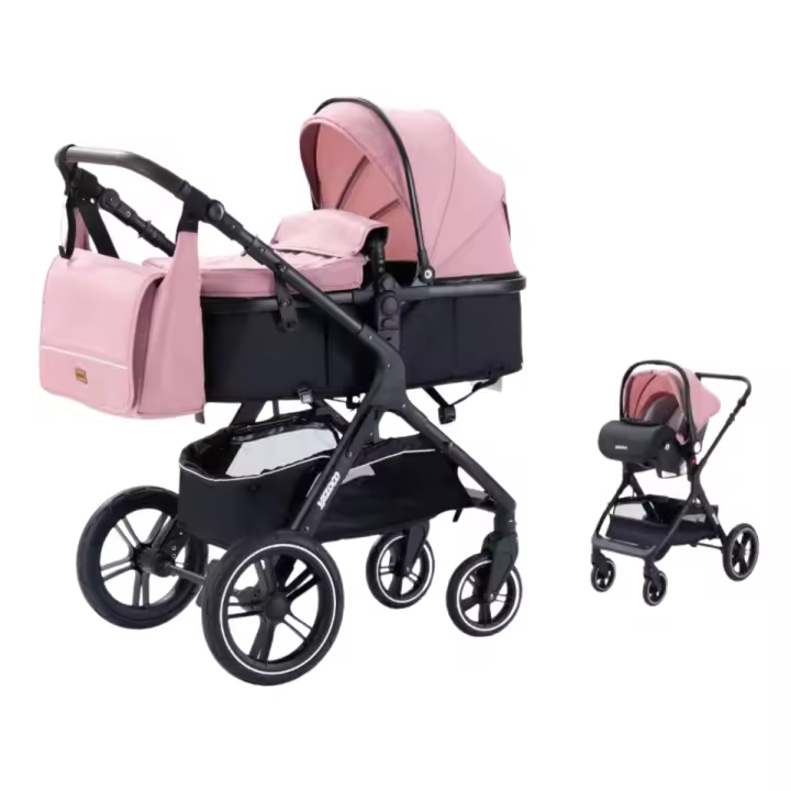 YAZOCO - Cochecito de bebé 3 en 1, carrito portátil de viaje, lujoso, plegable, de paisaje alto, marco de aluminio, multifuncional - 1