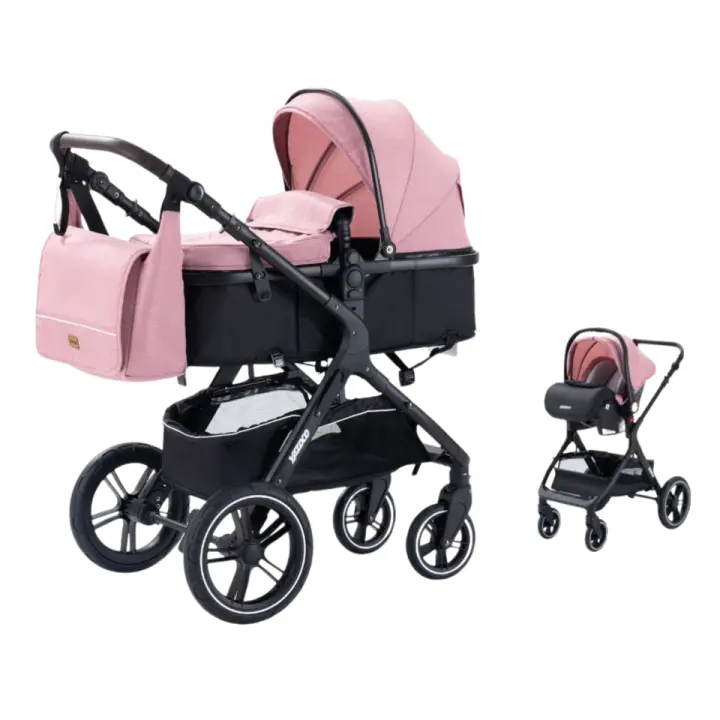 YAZOCO - Cochecito de bebé 3 en 1, carrito portátil de viaje, lujoso, plegable, de paisaje alto, marco de aluminio, multifuncional - 1