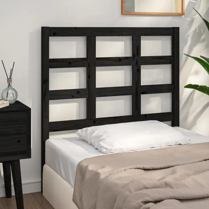 vidaXL Cabecero de cama madera maciza de pino negro 95,5x4x100 cm - 1