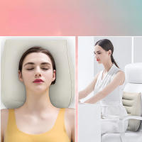 Cojín De Lumbar Inflable Gris Para Viajes De Larga Duración Cojín De Asiento De PU Para Avión Y Rail Cuello De Silla De Oficina Almohada De Lumbar De Tela Flocada - details 2