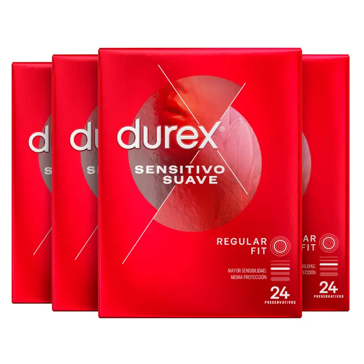 Durex Pack Preservativos Sensitivo Suave, Fino para Mayor Sensibilidad, Formato 4x24 uds. - 1