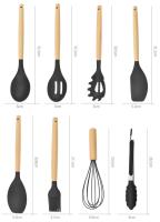 Set De Utensilios De Cocina Ecológicos De Silicona 12PCS Incluye Espátulas Cuchara Batidor Con Mango De Madera No-Artritis Para Cocina - details 3