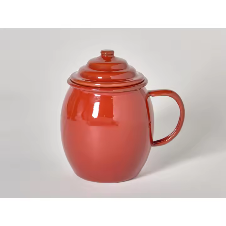 Evocalo Puchero cafetero porcelana esmaltado color teja tamaño cafetero 0,5 litros - 1