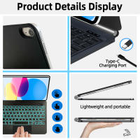 Teclado Mágico Para iPad 10ta Generación 10.9 2022 A2696 A2757 A2777 Con Lenguajes Coreano Español Portugués Hebreo Arabe AZERT Folio - details 3