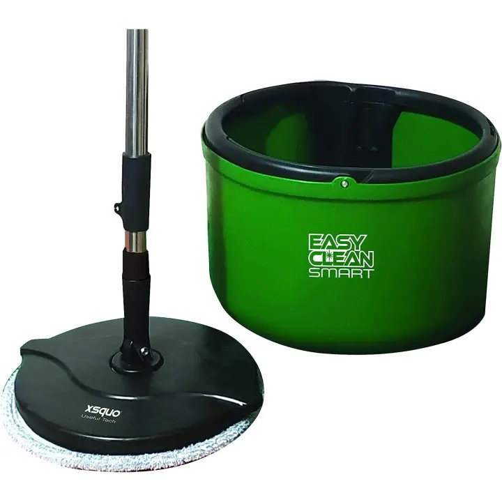 EasyClean Smart Fregona Giratoria | Set completo de mopa con cubo escurridor anti-salpicaduras | Elimina más del 99% de bacterias y virus incluso solo con agua * | Hecho 100% de Microfibra para eliminar cualquier suciedad. Perfecta para su uso en parquet. - 1