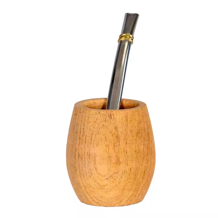 Set Mate Madera mas Bombilla Algarrobo Barril Para Pintar Artesanal Argentino Mate Yerba - 1