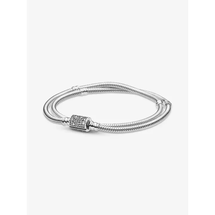 Pandora-Pulsera/Collar de Cadena de serpiente con Cierres de Barril de Doble Vuelta - 1