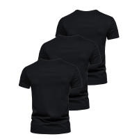 3Pcs Camiseta De Hombre Estilo Slim Fit Cuello Redondo Diseño De Moda Sólida Manga Corta Transpirable Y Secado Rápido Para Uso Diario Verano - details 9