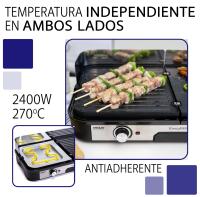XSQUO Useful Tech Easy BBQ. Parrilla Grill Teppanyaki - 2400 watt de potencia - Doble plancha de aluminio Reversible y Antiadherente - Superficie XXL mixta con plancha y grill - Gran superficie de cocinado - Dos termostatos independientes . - details 3