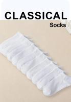 10 Pares De Calcetines Blancos Puros Para Mujer Cómodos Y Ligeros Transpirables Calcetines Casuales De Moda Sencillos Y Versátiles - details 0