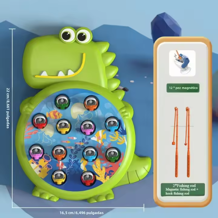 Juguete Educativo De Pesca Magnética Con Dinosaurios Para Niños Juego De Pesca Con Palanca Para Bebés Y Niñas Juguete Inteligente De Color Verde Y Azul - 1