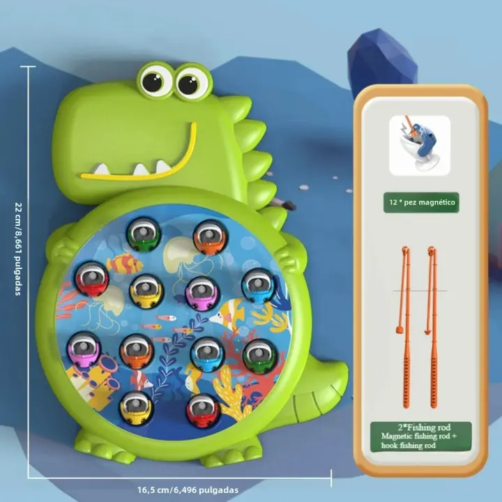 Juguete Educativo De Pesca Magnética Con Dinosaurios Para Niños Juego De Pesca Con Palanca Para Bebés Y Niñas Juguete Inteligente De Color Verde Y Azul - 1