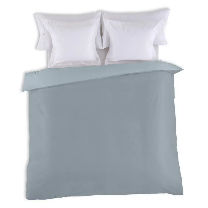 FUNDA NORDICA reversible bicolor acero-plata - Cama de 90 (1 pieza) - 100% algodón - 144 hilos. Gramage: 115 - Fijalo - 1