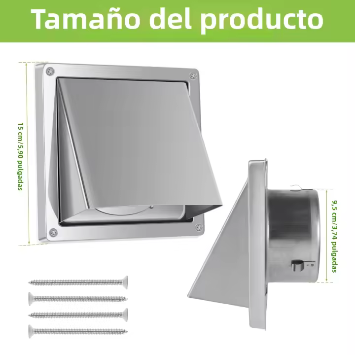 Cubierta De Ventilador De Secadora De 4 Pulgadas Con 4 Aros De Tornillo 304 Acero Inoxidable Cubierta De Exhausto Para Exterior Resistente Al Clima - 1