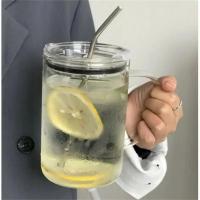 Gran Vaso De Vidrio De 1L Con Tapa Y Pajita Para Bebidas Transparente Eco-amigable Para Jugo Agua Y Café Frío Vaso De Bebida Taza De Bebida - details 2