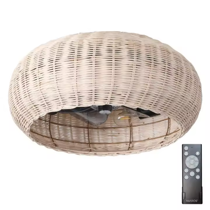 Ventilador DC de Techo LED  Garsaco Matera 20W, 3 Tipos de Luz, Control Remoto, Efecto Madera - 1