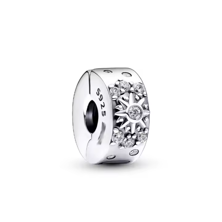 PANDORA Clip de retención de luz, accesorio de joyería para mujer con diseño de sol, con cuentas, regalo de cumpleaños 520, clip de fijación de regalo, talla única - 1