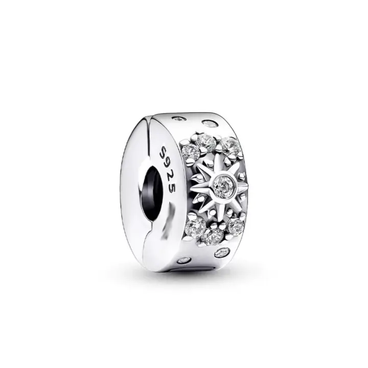 PANDORA Clip de retención de luz, accesorio de joyería para mujer con diseño de sol, con cuentas, regalo de cumpleaños 520, clip de fijación de regalo, talla única - 1